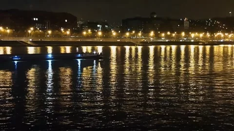 Long cargo barge Video stock 308462790