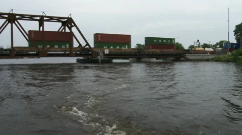 Long cargo train carrying containers Stock Footage 39831176