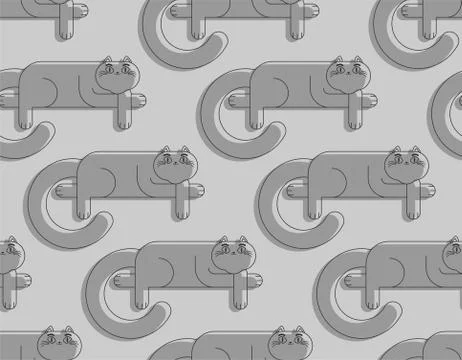 Long cat pattern seamless. Cartoon pet background. Baby fabric texture. vecto Stock Illustration