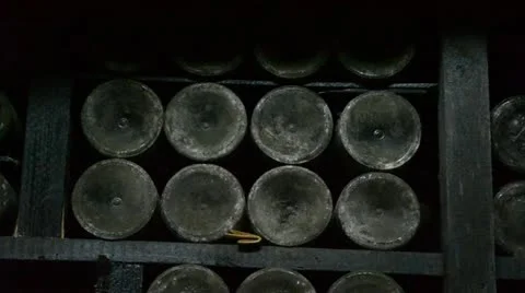 Long cellar with unique wine Stock Footage
