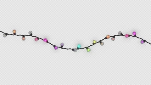 Long Christmas Light Garland String with Colorful Bulbs on Transparent Stock Footage 323310925