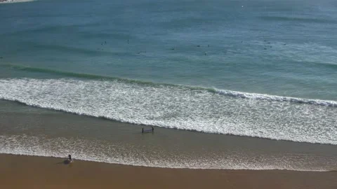 Long Clean Surfing Waves on Atlantic Ocean Coast in Morocco Stock Footage 180523479