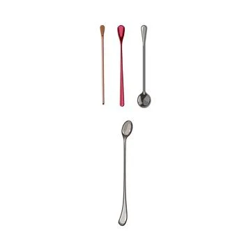 Long cocktail spoons in various designs and colors 库存插图