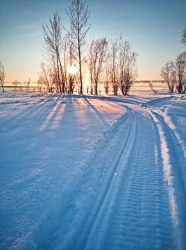 Long cold road Stock Photos