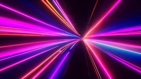 Long, continuous colored laser light rays on a black background. Stock Footage 273953337