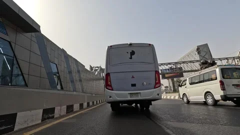 Long Continuous Drive Around Cairo Ring Road Observing Movement Capital Stock Footage 329828527