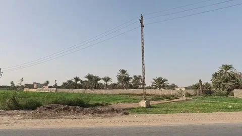 Long continuous drive Cairo Fayoum Desert Road peaceful desert road views Stock Footage 329849242
