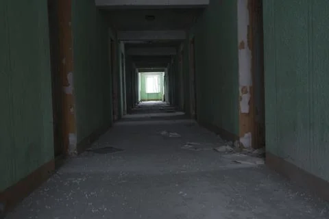 A long corridor in an abandoned Stock Photos