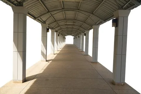 A long corridor between the pillars Used for protection from the sun and rain Stock Photos