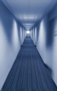Long Corridor in Blue Stock Photos