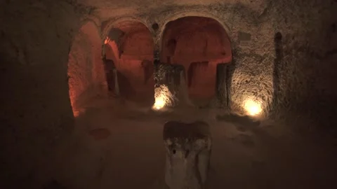 A Long Corridor Connecting the Rooms of the Underground City Stock Footage 152192423