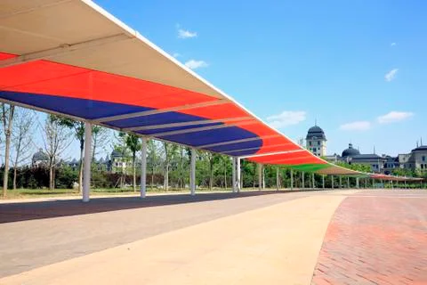The long corridor is in the park Stock Photos