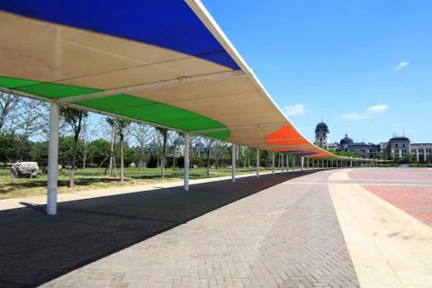 The long corridor is in the park Stock Photos