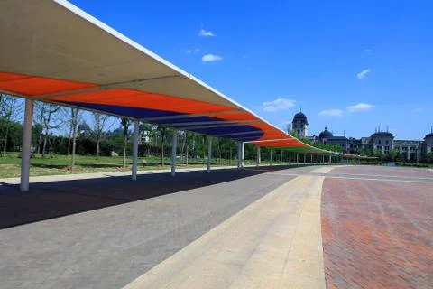 The long corridor is in the park Stock Photos