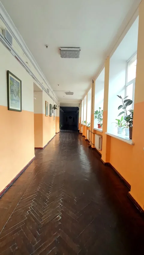 A long corridor in a school Stock Footage 302690926