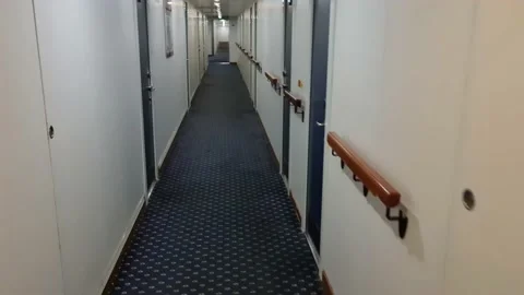Long corridor in the ship Stock Footage 155858401