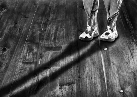 Long Cowboy Shadow. Stock Photos