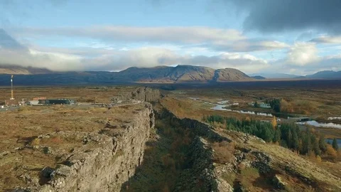 Long Crater Splitting Away From Each Other With Beautiful Scenery - Left Video stock 81372816