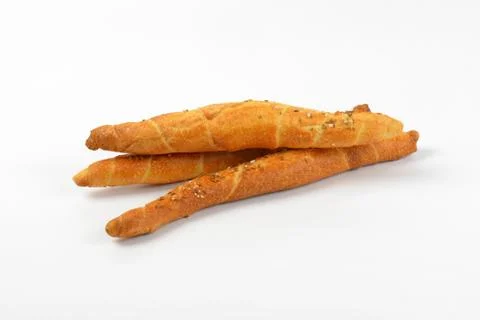 Long crunchy bread rolls Stock Photos