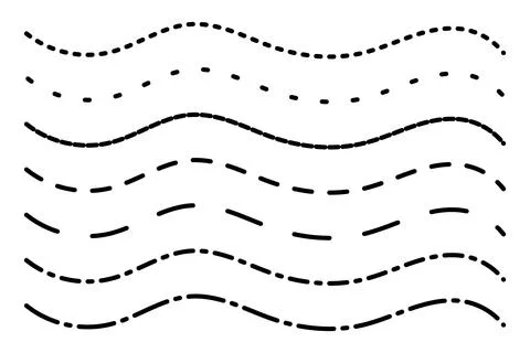 Long curved dashed and hand-drawn squiggle lines Illustrazione stock
