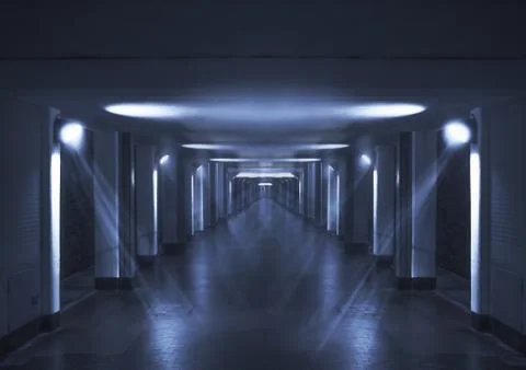 Long dark corridor for background Stock Photos