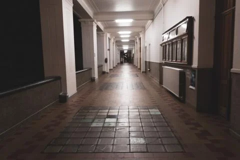 Long dark corridor Stock Photos