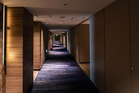 Long dark corridor Stock Photos