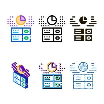 Long data storage icon vector outline multistyle Stock Illustration