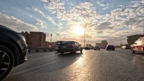 Long Daytime Drive Around Cairo Ring Road Showing the Vast Road System of Cairo Stock Footage 330069050