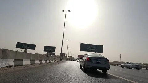 Long Daytime Drive on Cairo Ring Road Showing the Scale of Cairo Urban Roads Video stock 329828476