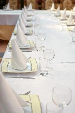 Long dining table Stock Photos
