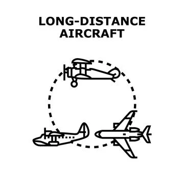 Long distance aircraft vector icon representing air travel Stock Illustration