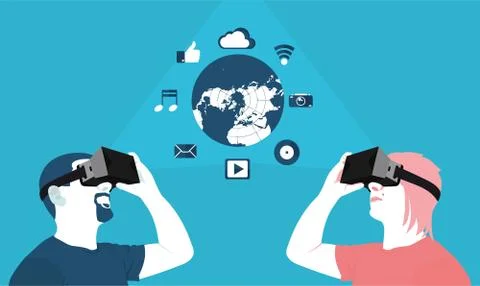 Long distance communication, virtual reality Stock Illustration