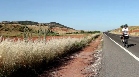 Long distance cyclist Stock Footage 29214751
