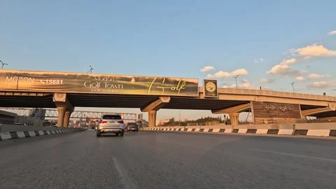 Long Distance Driving Along Cairo Ain Sokhna Desert Road Showing Traffic Flow Stock-Footage 329969939