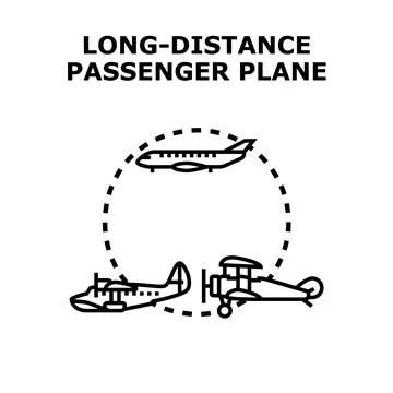 Long distance passenger plane vector evolving aviation transport Stock Illustration