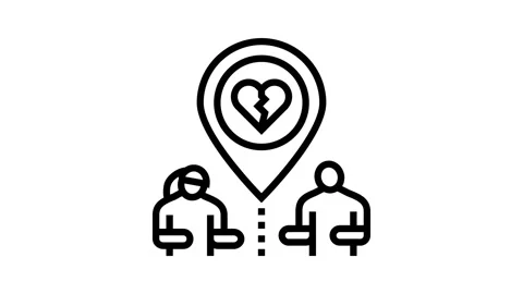 Long distance relationship couple line icon animation Stock Footage 326120907
