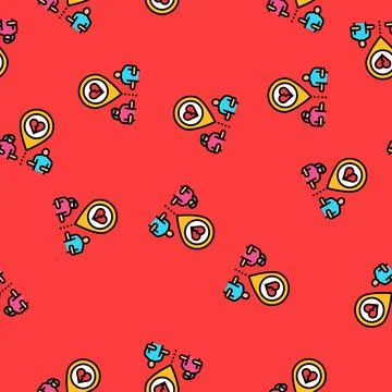 Long distance relationship couple vector seamless pattern Illustrazione stock