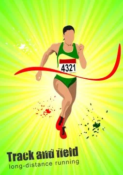 Long-distance runner. Poster. Vector illustration Stock Illustration