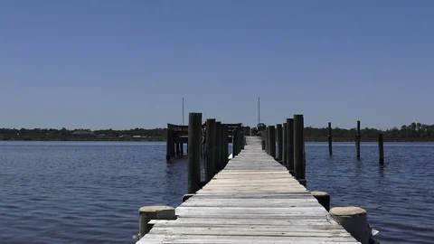 Long dock on the water Stock Footage 90571073