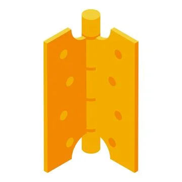 Long door hinge connecting two orange plates isometrically Stock Illustration
