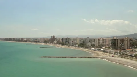 Long drone flight along the beach of a mediterranean holiday resort, part 3 of 3 스톡 동영상 150339555