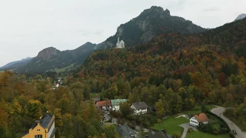 Long drone flight to Neuschwanstein Castle Stock Footage 223265481