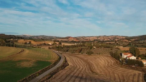 A long drone flight over the fields Stock Footage 115048791