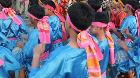 Long drum or tom-tom parade, Thailand’s Traditional performance Stock Footage 258221588