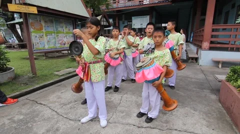 Long Drum Parade in Thai candle festival of buddha (The Buddhist Lent Day) Stock Footage 53087395