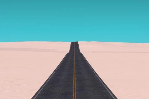 Long Empty Asphalt Road in Desert. 3d Rendering 스톡 일러스트