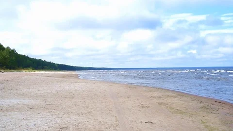 Long Empty Beach and Forest at a Baltic Sea Beach at Ragaciems Latvia 60 sec 動画素材 94655480