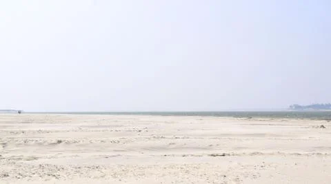 Long Empty River Side Blue Sky,silica With copy space Stock Photos