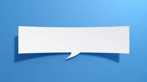 Long Empty Speech Bubble. Design with white cut out paper. 3D Render. Stock Illustration